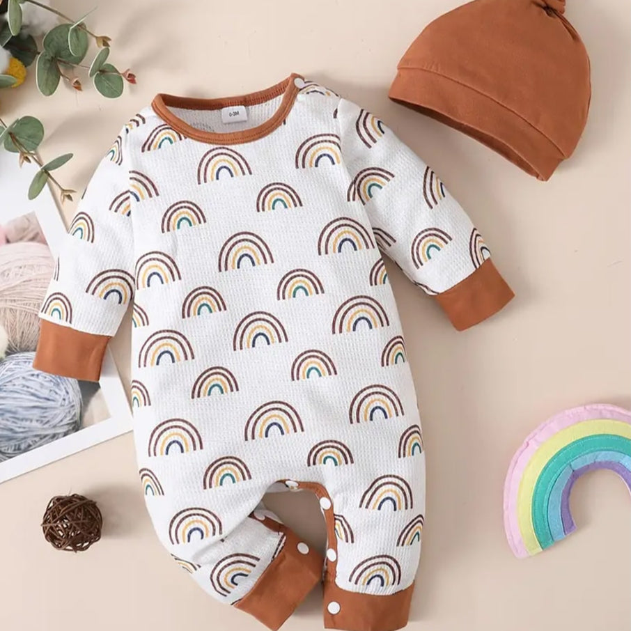 Rainbow Pajama + Hat Set 12-18 mo