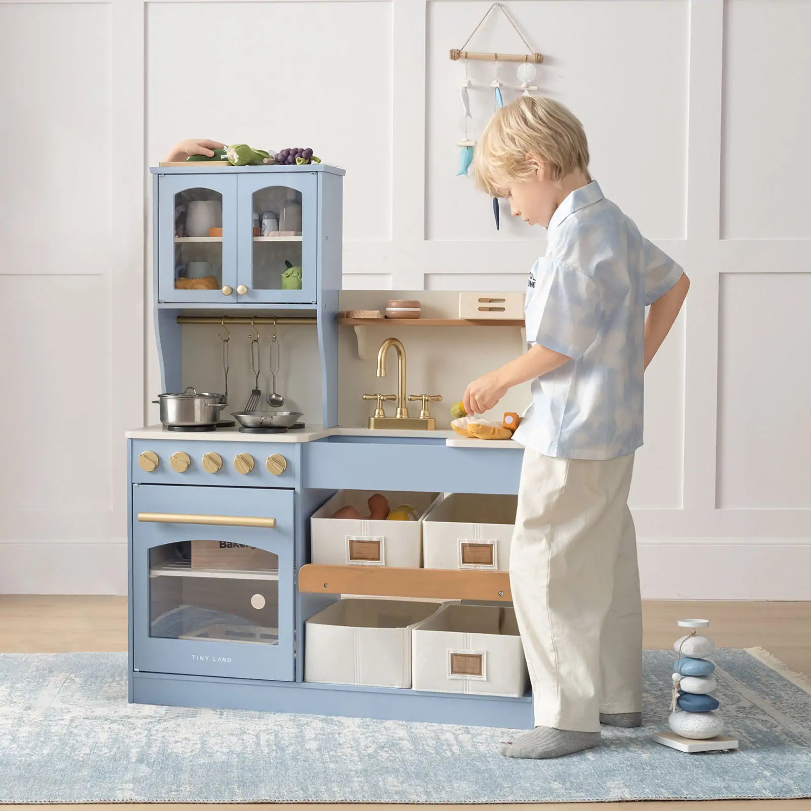 Play Kitchen for Kids - Serenity Wooden Kitchen – Blue