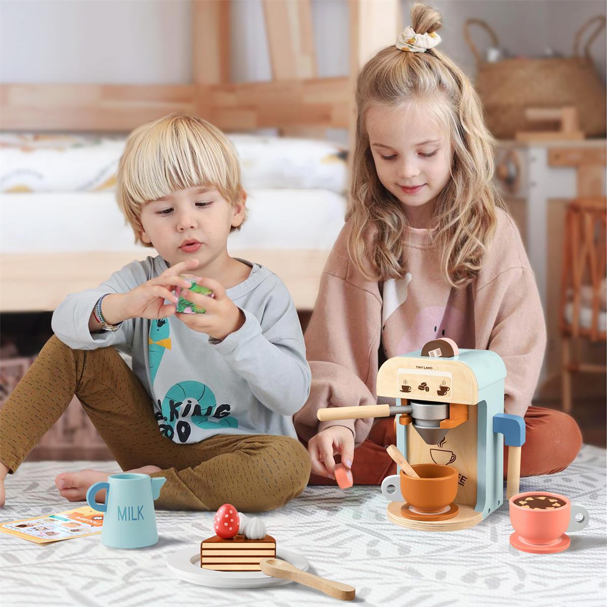 Wooden Kids Play Coffee Maker Barista Set