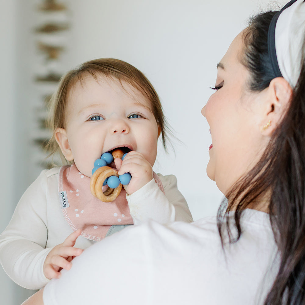 Bazzle Baby Silicone and Wood Beaded Teething Ring